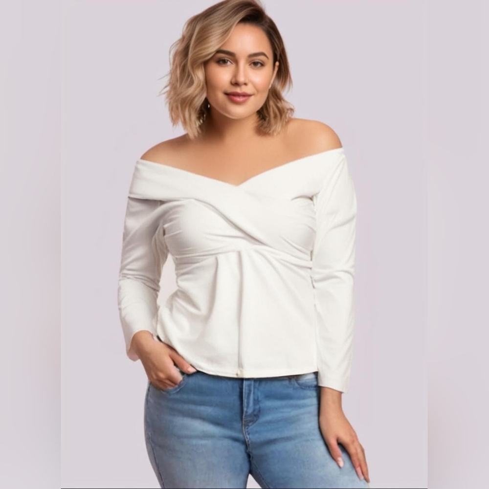 NWT Maurices White Off The Shoulder Top